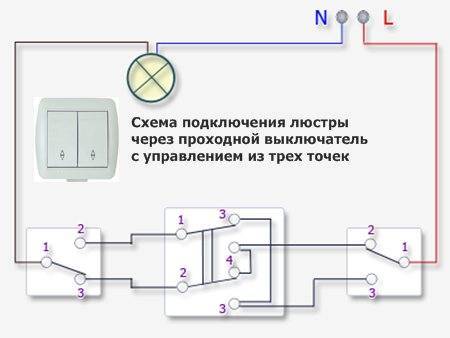 Схема подключения проходного выключателя с 3х мест. как избежать 3 ошибки при коммутации