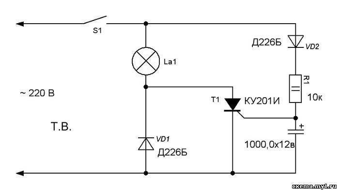 Плавное включение ламп накаливания на 220в - принцип работы и схема