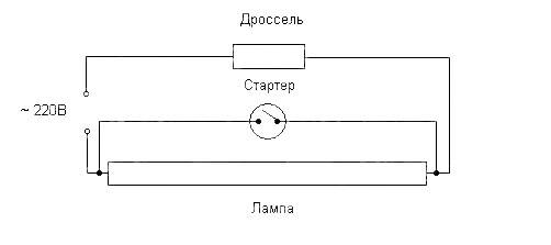 Схема включения лампы дневного света