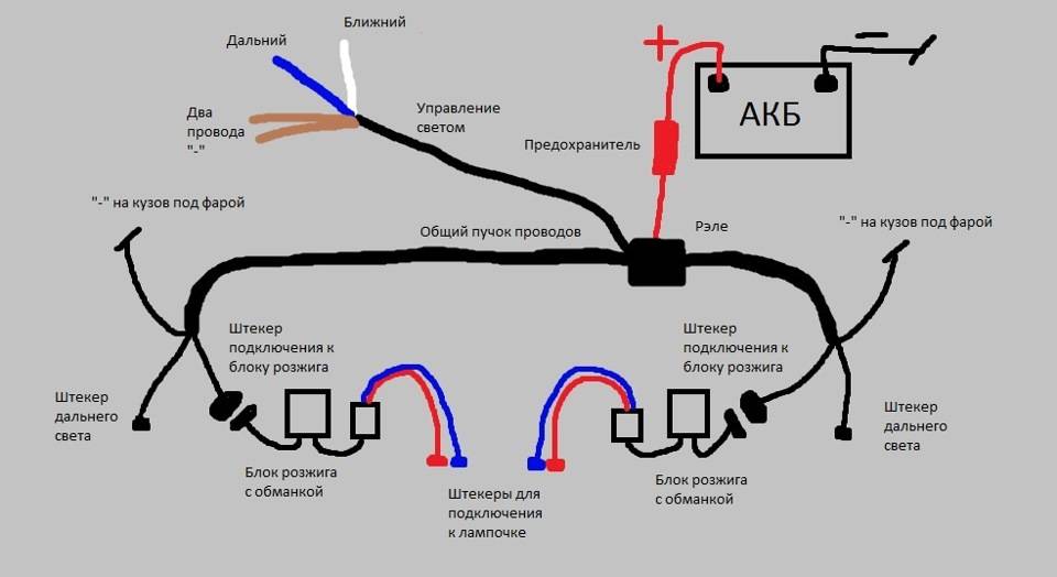 Подключение ксенона: схема, провода и пошаговые действия