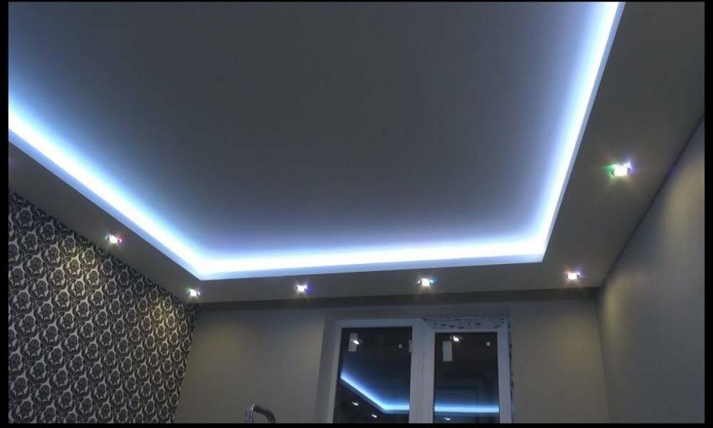 Потолок из гипсокартона с подсветкой многоуровневый своими руками или двойной