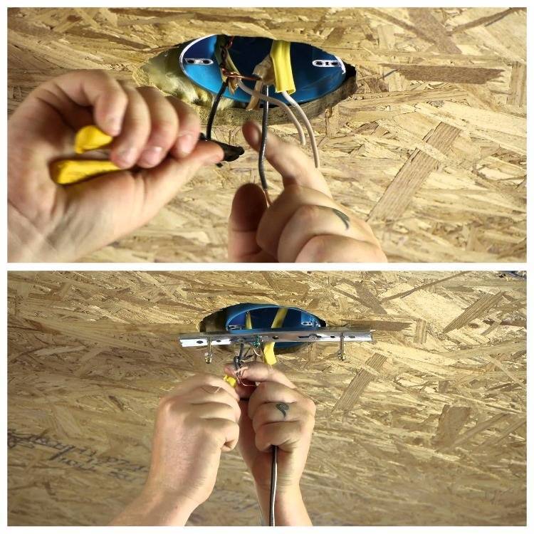 Как закрепить светильник и люстру на потолке