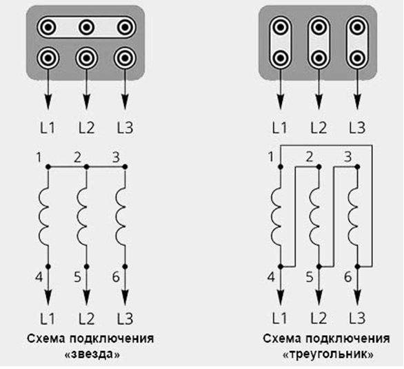 Подключение двигателя (звезда или треугольник)