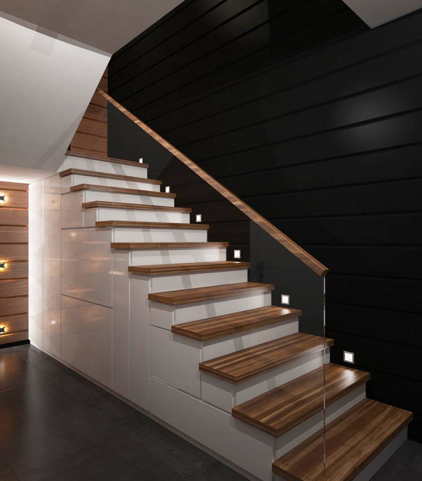 Освещение лестницы на второй этаж в частном доме: правила выбора, способы и варианты