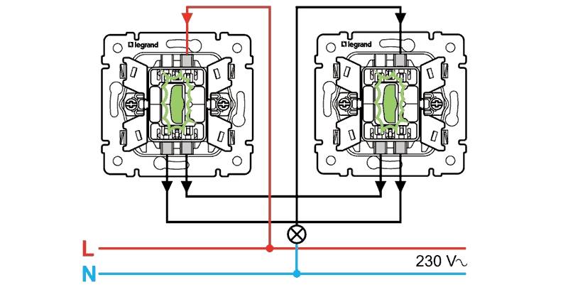Перекрестный выключатель: схема подключения, особенности монтажа. выключатели legrand