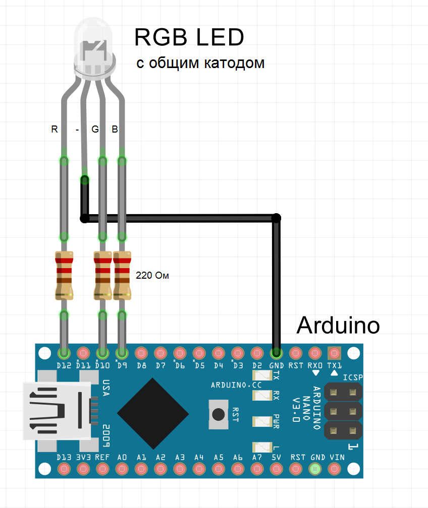 Arduino подключение rgb светодиода | ардуино уроки