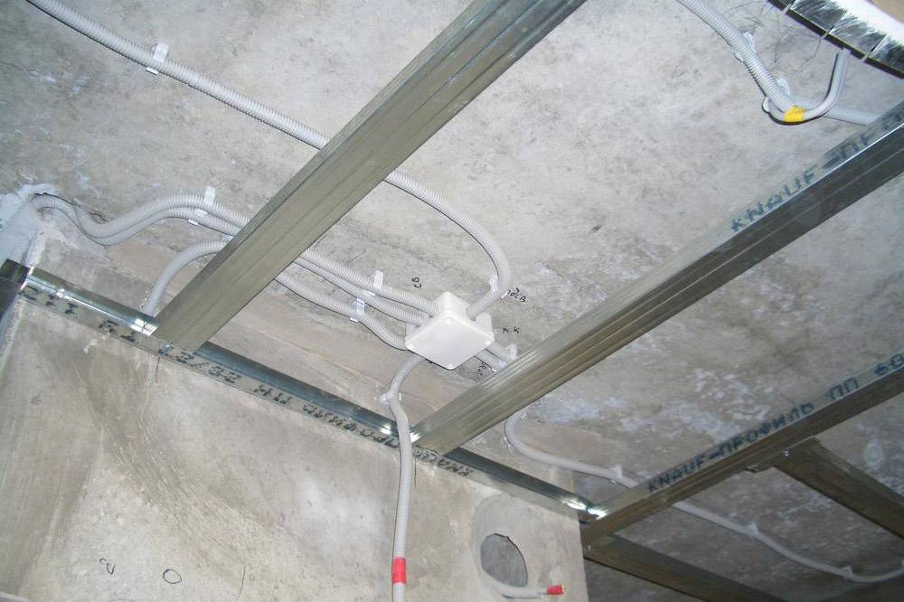 Электропроводка по потолку. Электрика на потолке. Прокладка кабеля по потолку. Электрика под подвесной потолок натяжной. Прокладка проводки на потолке.