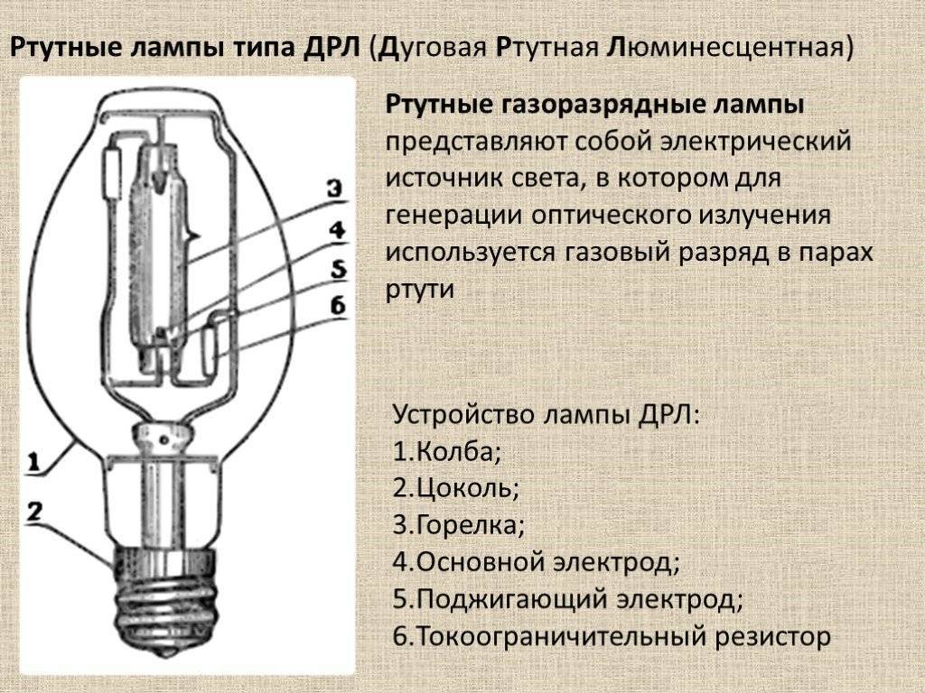 Лампа дрл: устройство, принцип работы, схема подключения, технические характеристики, разновидности