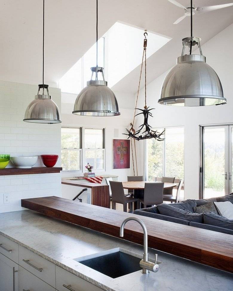 Как выбрать подвесной светильник над столом на кухню и установить