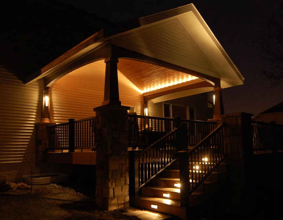 Освещение террасы, как организовать функциональное и красивое освещение, тонкости выбора ламп и светильников - 13 фото