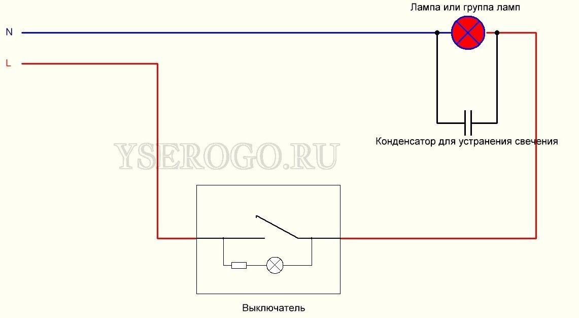 Почему светятся светодиодные лампы при выключенном выключателе?