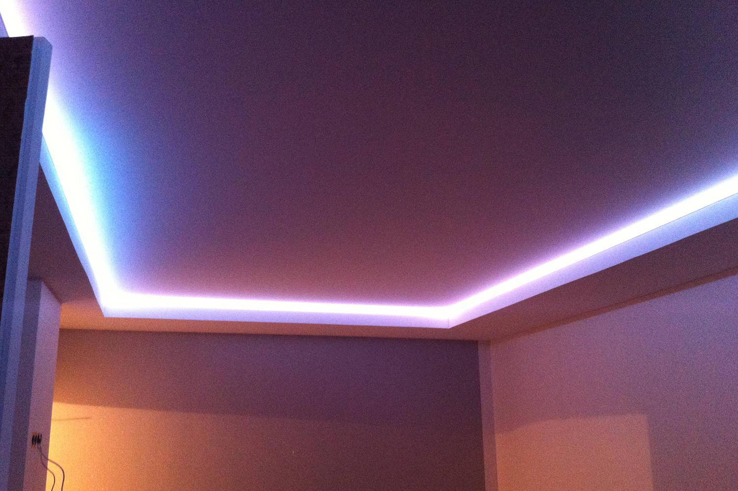Подсветка потолка светодиодной лентой: фото, видео, схема