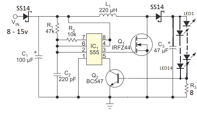 Схемы драйверов светодиодов на pt4115, qx5241 и др. микросхемах с регулятором яркости для диммируемых светодиодных светильников