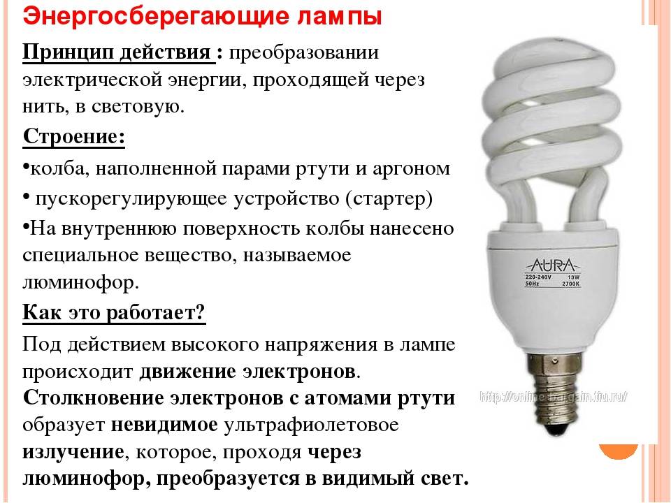 Устройство и схема энергосберегающей лампы