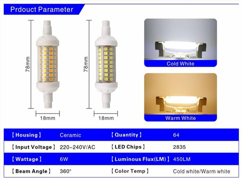 Конструктивные особенности и характеристики светодиодных ламп r7s