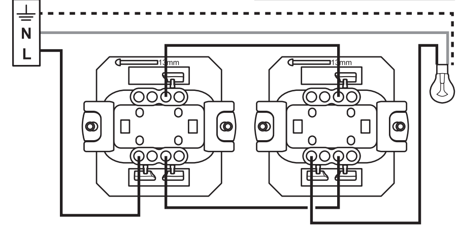 Двухклавишный проходной выключатель: схемы управления из двух и более мест