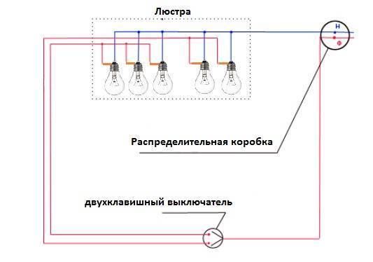 Схема подключения люстры на двухклавишный выключатель - tokzamer.ru