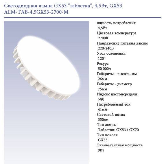 Gx53: размеры для установки, диаметр отверстия