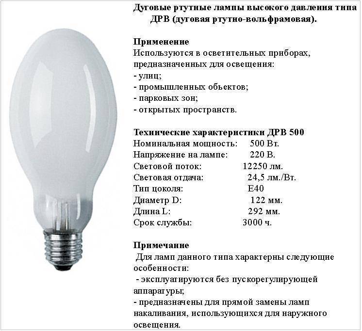 Особенности и характеристики распространенных типов ртутных ламп