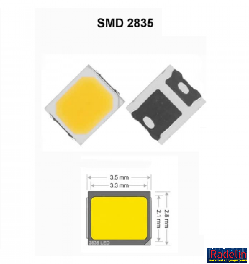 Обзор светодиода smd 2835 — характеристики и отличие от 5050, 3528